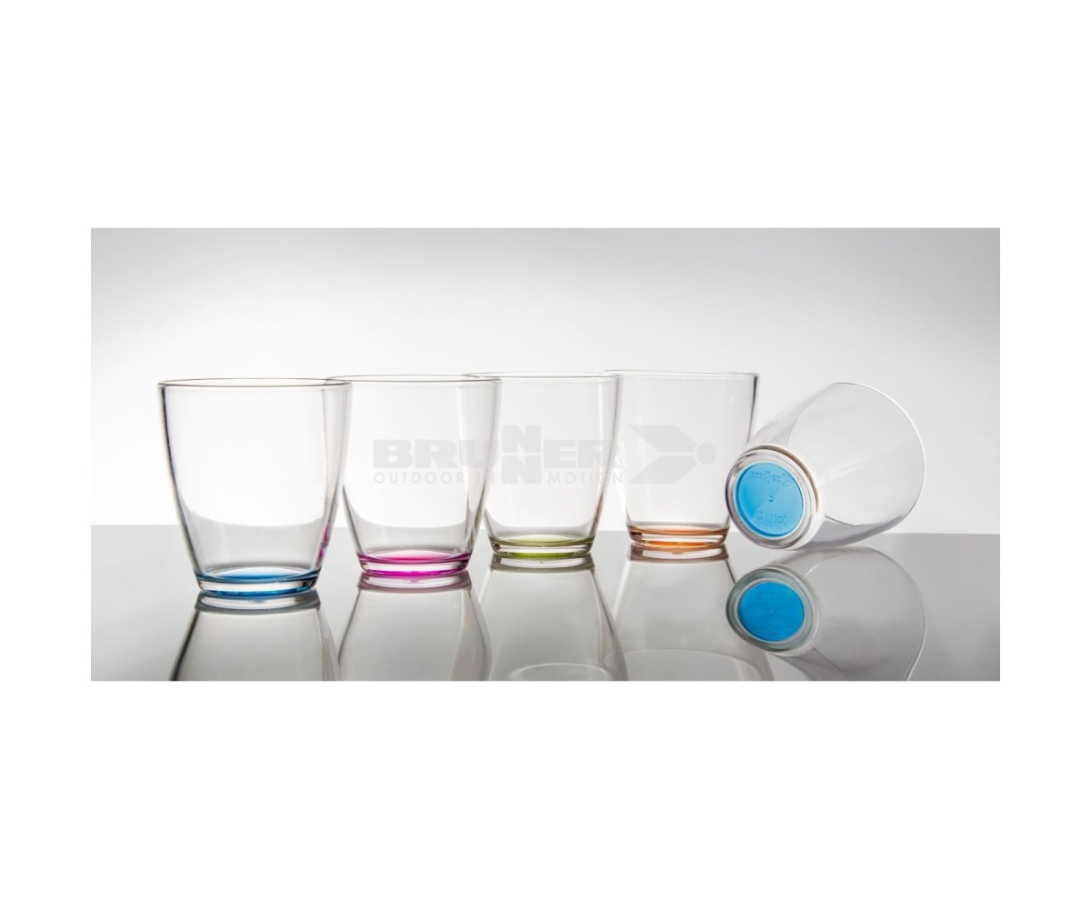 Set 4 Bicchieri Colorati Brunner Tahiti - Con Anello Antiscivolo, Plastica Alimentare, Lavastoviglie
